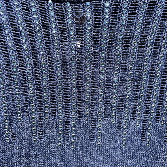 Vintage St. John for Saks embellished knit sweater Dress Navy Women's Sz 8 USA - Picture 4 of 15